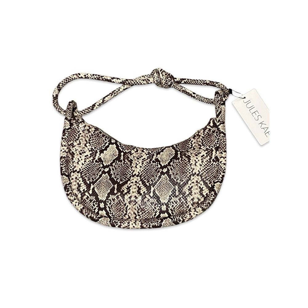 Anthropologie Jules Kae LUNA ROPE HOBO Python Brown Bone Vegan Leather NWT